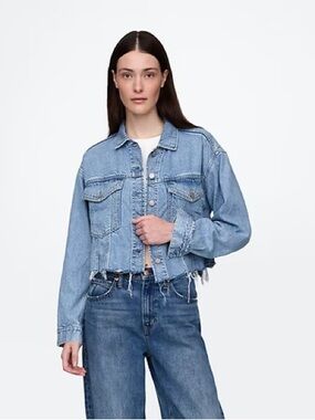 GAP Raw Hem Cropped Denim Jacket